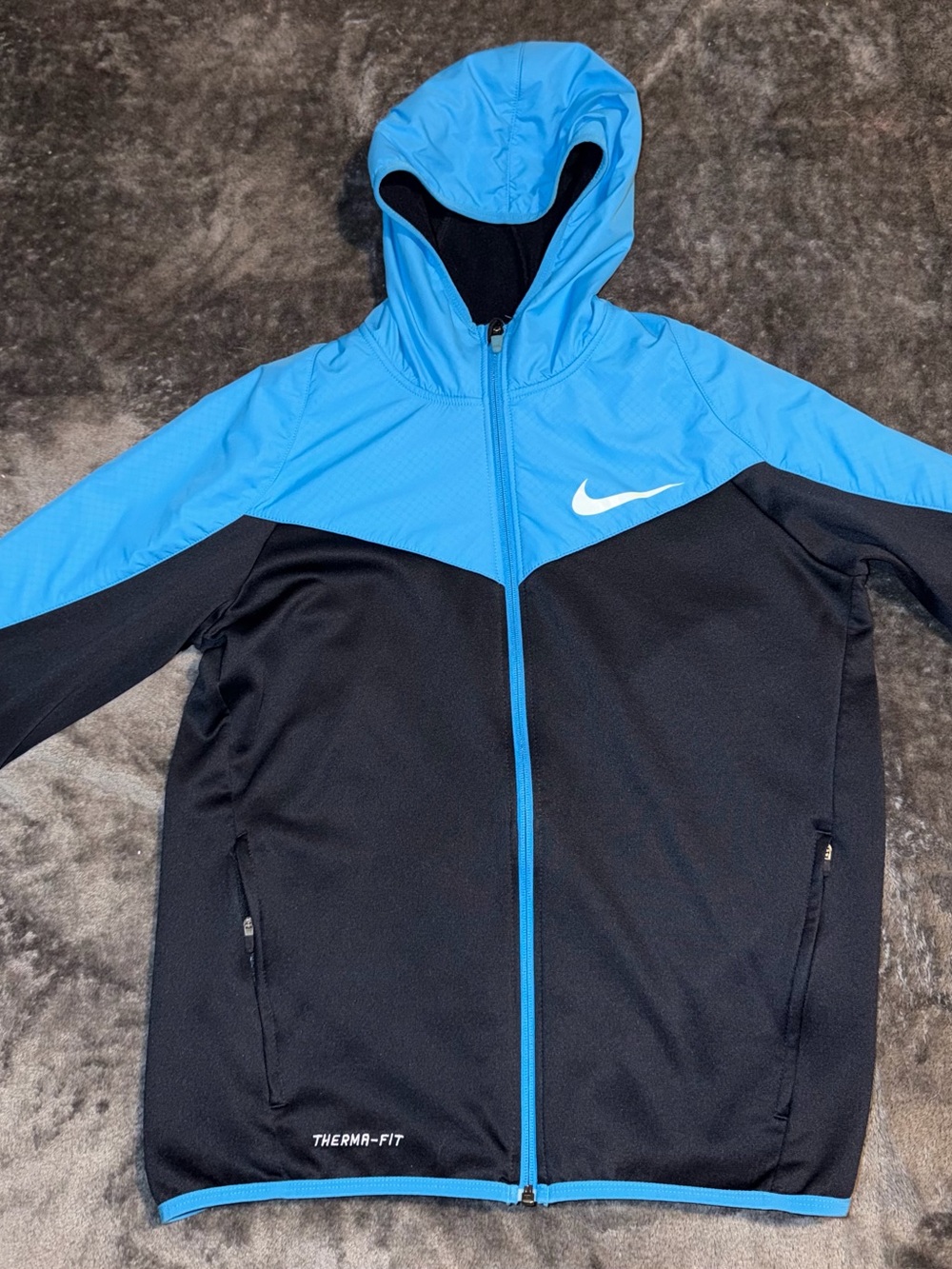 Nike Blue and Black Therma-FIT Full-Zip Hooded Jacket